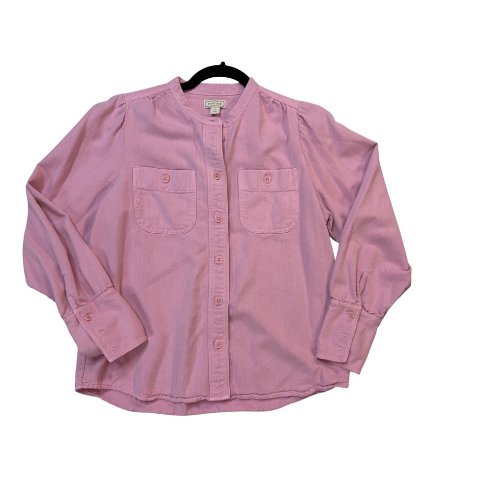 Point Sur Button Down‎ Blouse Womens Small Pink Excellent Lyocell Cotton Twill